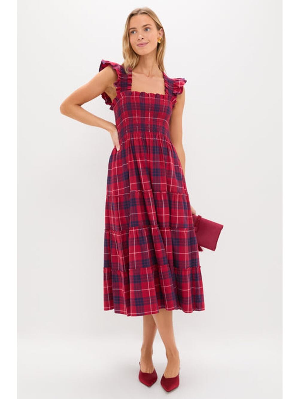 Hill House Cherry Tartan Ellie Nap Dress L